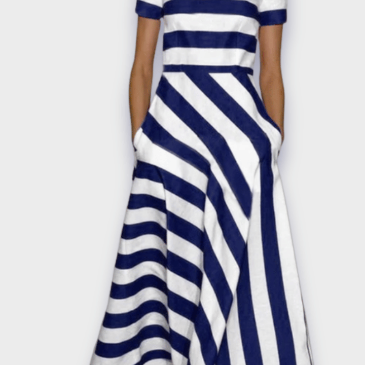 Madalena | Vestido Riscado Maxi Verão
