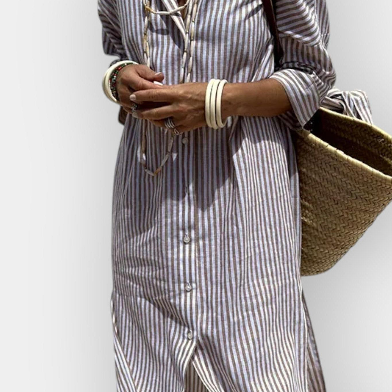 Margarida | Vestido Camisa Riscado Verão