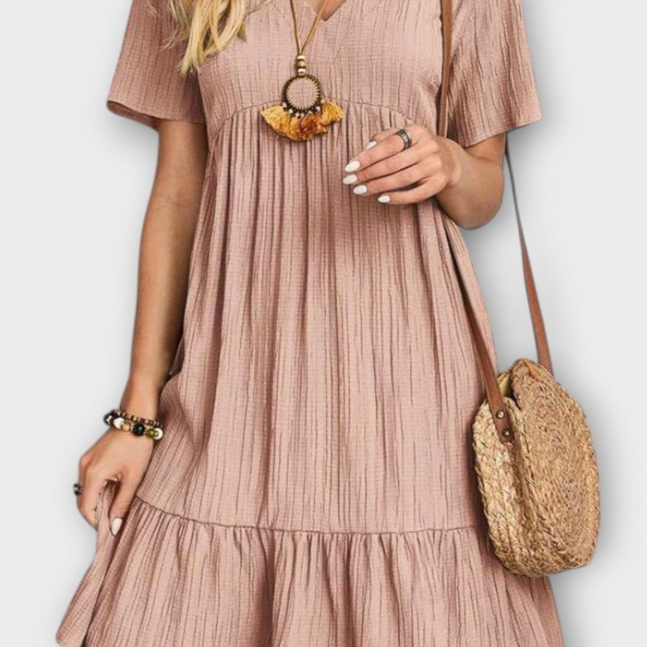 Mariana | Vestido Boho Lilás de Verão