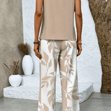 Marta | Conjunto Bege Estampado de Verão