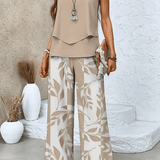 Marta | Conjunto Bege Estampado de Verão