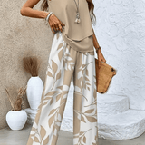 Marta | Conjunto Bege Estampado de Verão