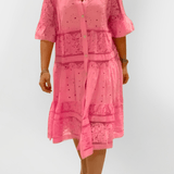 Micaela | Blusa de Renda Rosa Primavera