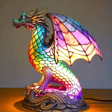 Lâmpada Dragão Decorativa Vitral Fantasia