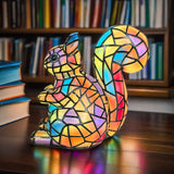 Lâmpada Cão Decorativa Vitral Luz Ambiente Suave