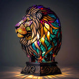 Lâmpada Leão Decorativa Vitral Artesanal