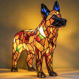 Lâmpada Cão Decorativa Vitral Luz Ambiente Quente