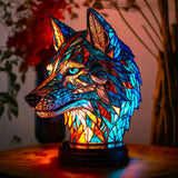 Lâmpada Lobo Decorativa Vitral Artesanal