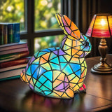 Lâmpada Cão Decorativa Vitral Artesanal Colorida