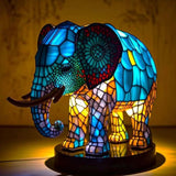 Lâmpada Elefante Decorativa Vitral Luz Noturna
