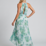 Beatriz - Vestido Midi Floral com Pregas e Alças