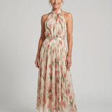 Francisca - Vestido Midi Floral com Decote Halter