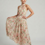 Francisca - Vestido Midi Floral com Decote Halter
