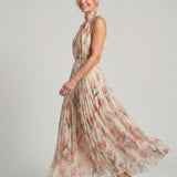 Francisca - Vestido Midi Floral com Decote Halter