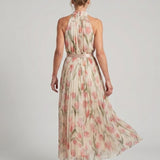 Francisca - Vestido Midi Floral com Decote Halter