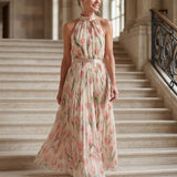 Francisca - Vestido Midi Floral com Decote Halter