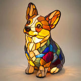 Lâmpada Cão Decorativa Vitral Tons Quentes