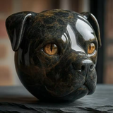 Lâmpada Cão Preto Decorativa Escultura Mística