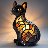 Lâmpada Gato Brilhante Decorativa Vitral