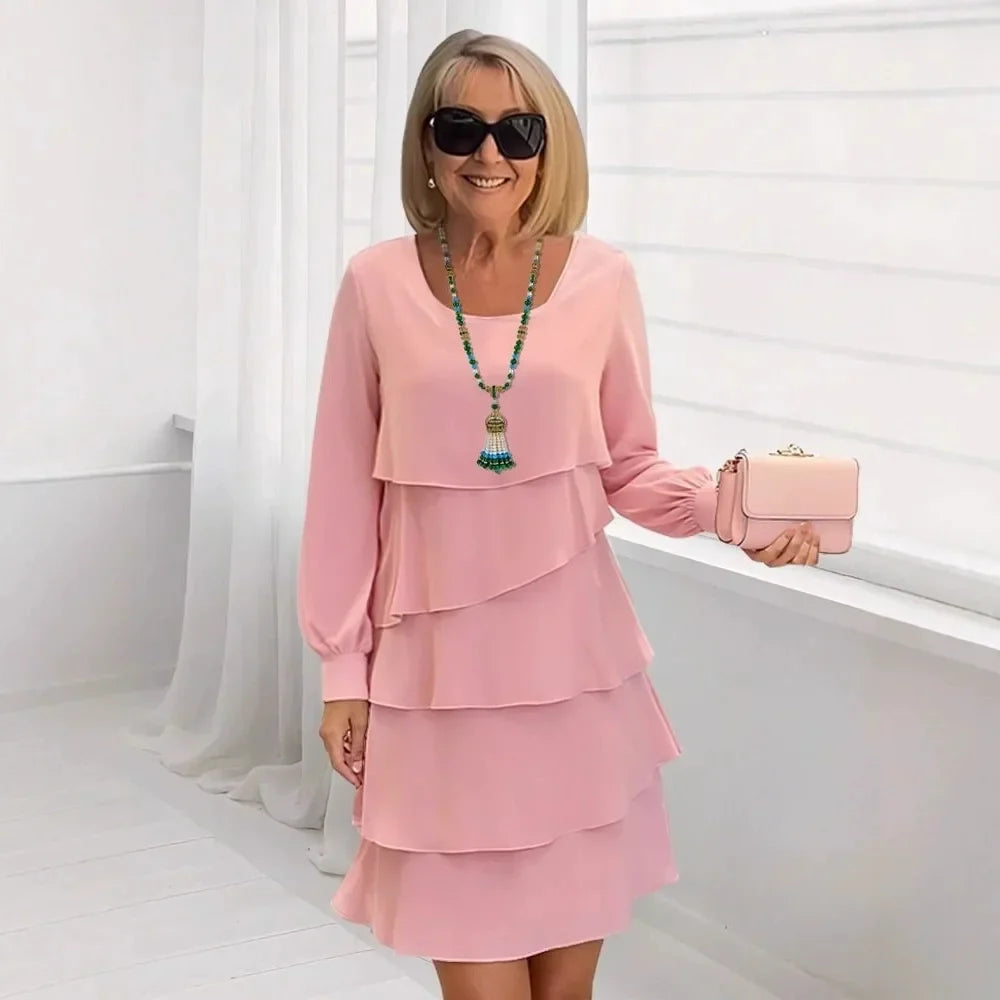 Margarida - Vestido Elegante com Renda de Manga Longa