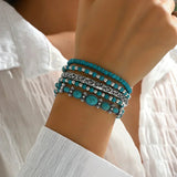 Conjunto de pulseiras boho com pedras turquesas