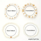 Conjunto de elegantes pulseiras de coração com pérolas