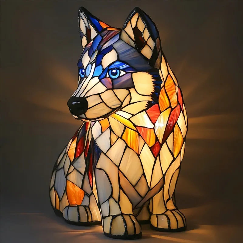 Lâmpada Cão Pastor Decorativa Vitral