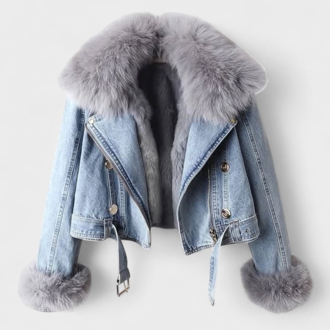 Thyra™ | Casaco de Denim com Forro de Pêlo Sintético