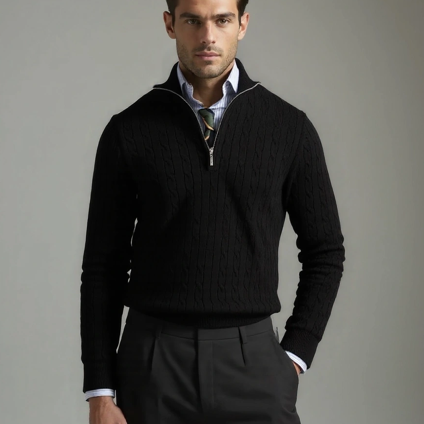 Tobias™ | Sweater com Zíper e Padrão