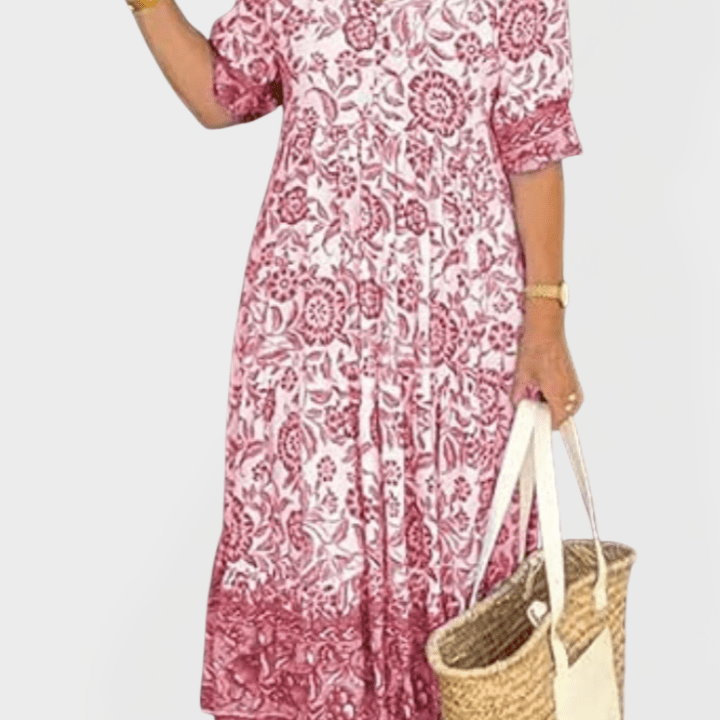 Vera | Vestido Floral Azul Elegante Verão