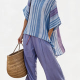 Carlotta – top elegante lavanda e azul céu e calças largas