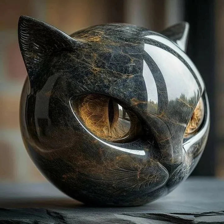 Lâmpada Gato Preto Decorativa Estátua Mística
