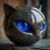 Lâmpada Gato Preto Decorativa Estátua Mística