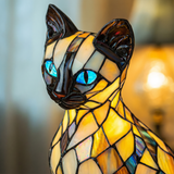Lâmpada Gato Místico Decorativa Vitral Noturna