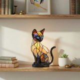 Lâmpada Gato Místico Decorativa Vitral Deco