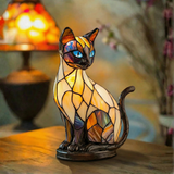 Lâmpada Gato Místico Decorativa Vitral Deco