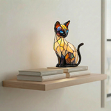 Lâmpada Gato Místico Decorativa Vitral Deco