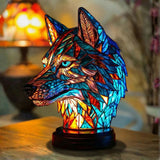 Lâmpada Lobo Decorativa Vitral Artesanal
