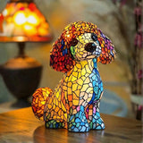 Lâmpada Cão Decorativa Vitral Cores Vivas