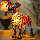 Lâmpada Cão Decorativa Vitral Artesanal Única