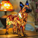 Lâmpada Cão Decorativa Vitral Luz Ambiente Quente