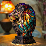 Lâmpada Leão Decorativa Vitral Artesanal