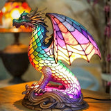 Lâmpada Dragão Decorativa Vitral Fantasia