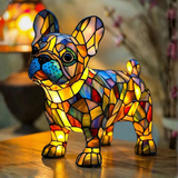 Lâmpada Bulldog Francês Decorativa Vitral