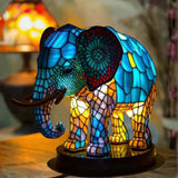 Lâmpada Elefante Decorativa Vitral Luz Noturna