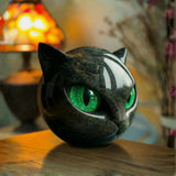 Lâmpada Gato Preto Decorativa Estátua Mística
