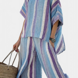 Ginevra – top pastel mauve elegante e calças às riscas
