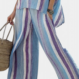 Ginevra – top pastel mauve elegante e calças às riscas