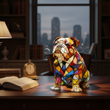 Lâmpada Bulldog Decorativa Vitral Elegante